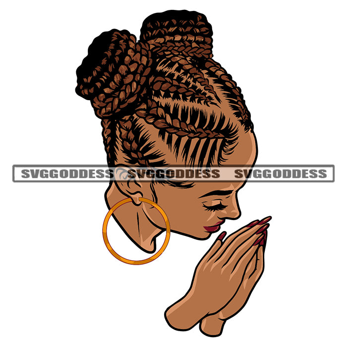Melanin Woman Head Design Element Hand Hard Praying Vector Afro Hair S –  DesignsByAymara