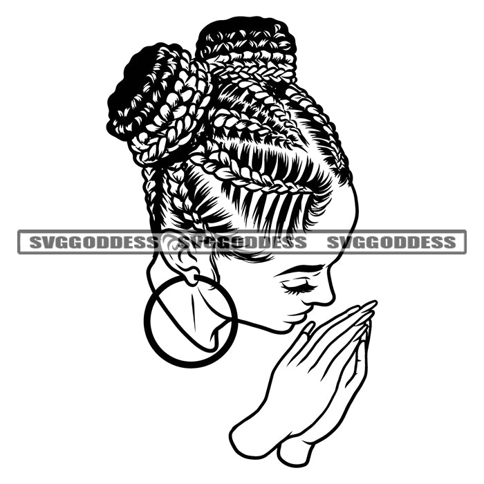Black And White Melanin Woman Head Symbol Design Element BW Hand Hard –  DesignsByAymara