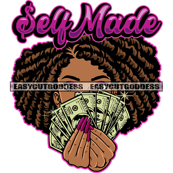 Self Made Quote Gangster African American Woman Hand Holding Money Not –  DesignsByAymara
