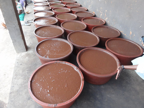 Raw Shea butter paste for the processing of unrefined shea butter in Ghana