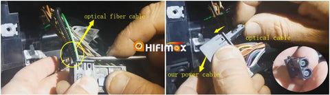 remove the optical fiber and insert it to our power harness