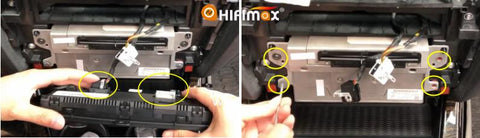 Remove connectors on the back of AC control panel   remove 4 screws and remove the factory radio head unit