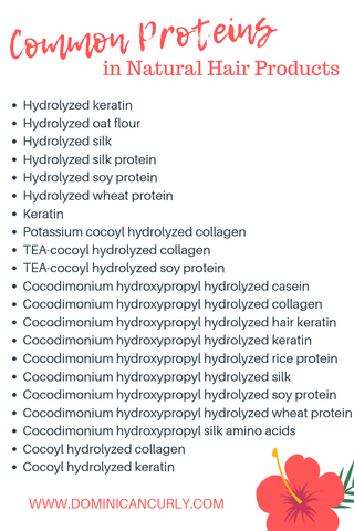 common protein words in natural hair products