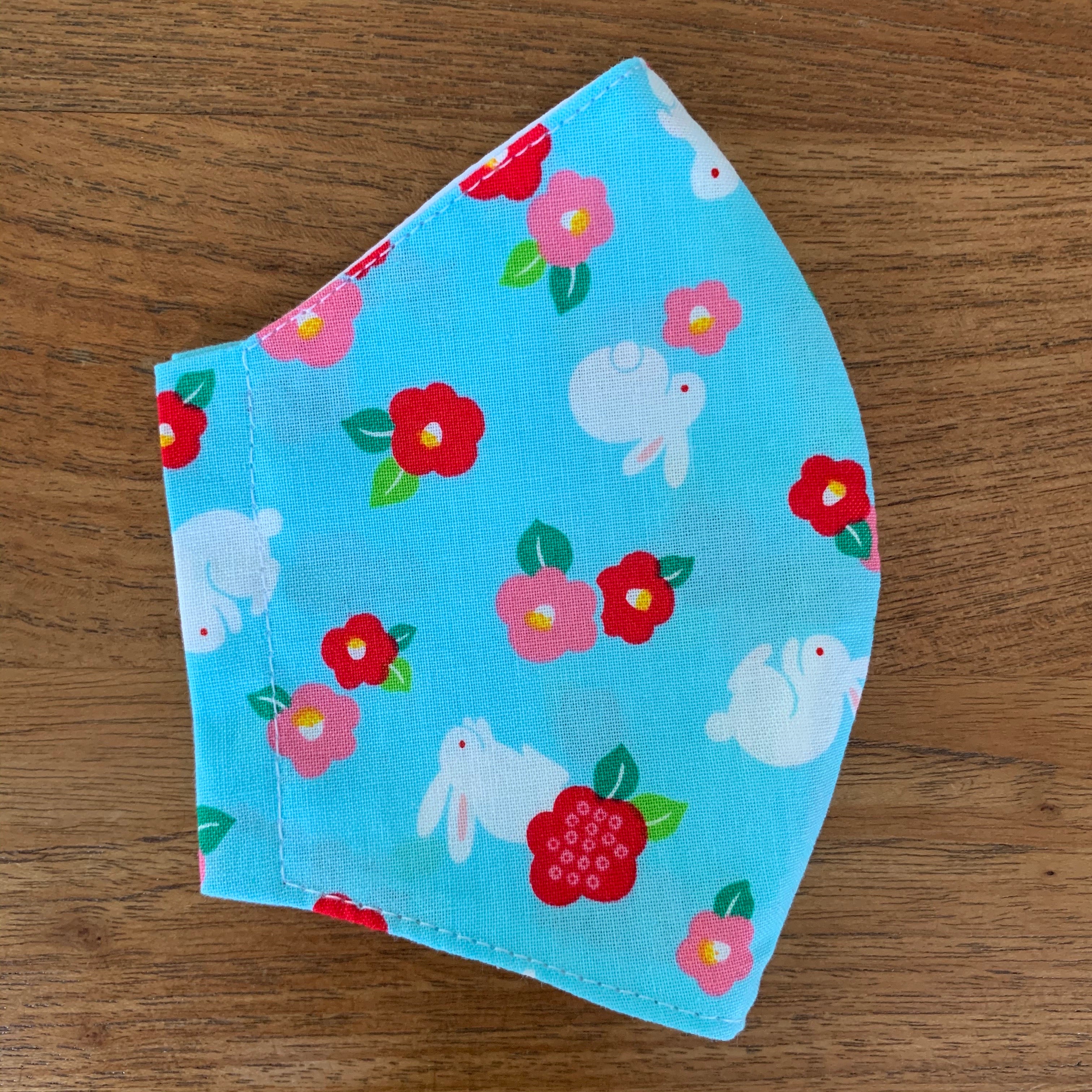 Handmade Cloth Mask - Bunnies and flowers