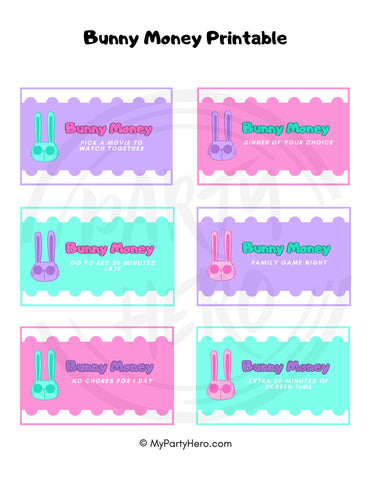 Easter Hunt Bunny Money Coupons for Eggs - Free Printables for Download