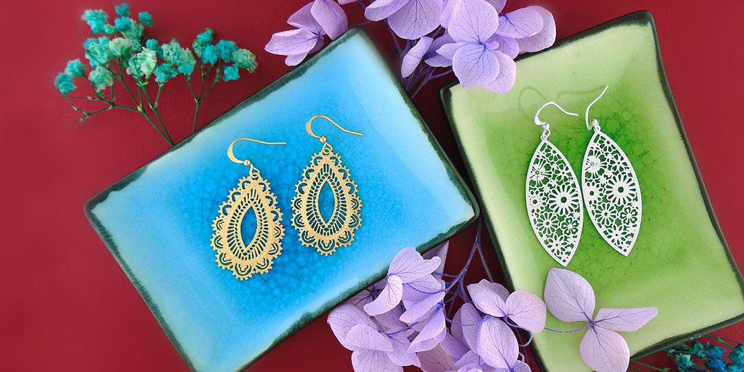 Online shopping for LAVISHY silver and gold plated original and beautiful filigree earrings