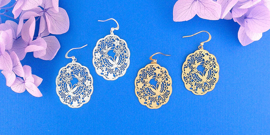 Online shopping LAVISHY silver and 12k gold plated filigree earrings