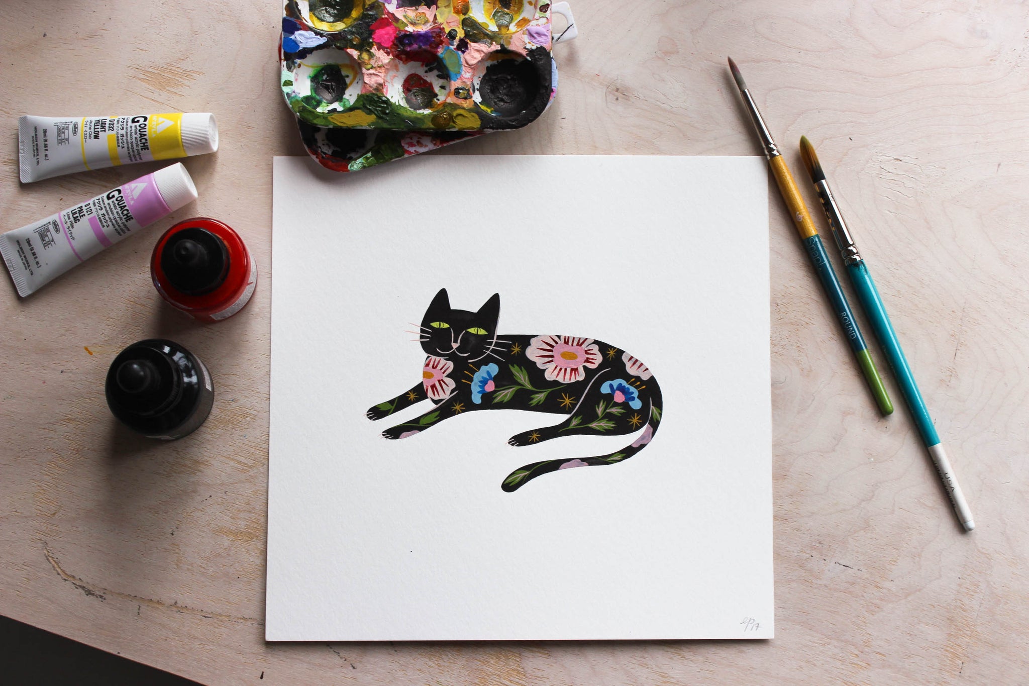 Flower Cat Tattly by Estee Preda 