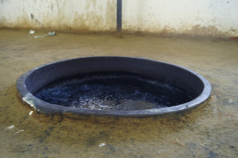 Underground vats prepared for fermenting and dyeing Indigo using alkaline lime and water. The cloth is dyed in it for 10-20 mins depending on the darkness required and is sun-dried. 
