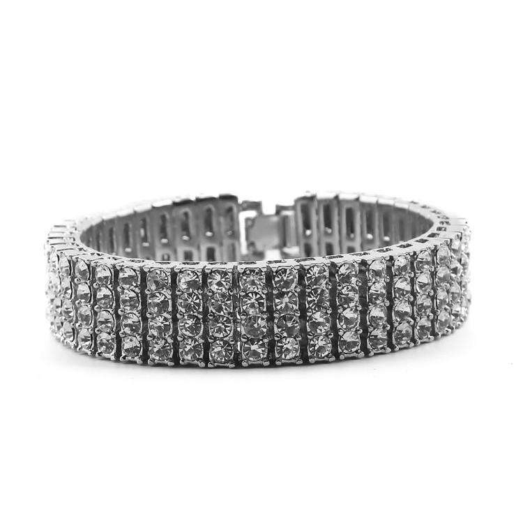 Luxury Hip Hop 4 Row Rhinestones Bangles Bling Crystal Stone Bracelets Women Men Golden Hand Chains Hip Hop Jewelry Gifts Luxury Hip Hop 4 Row Rhinestones Bangles Bling Crystal Stone Bracelets Women Men Golden Hand Chains Hip Hop Jewelry Gifts