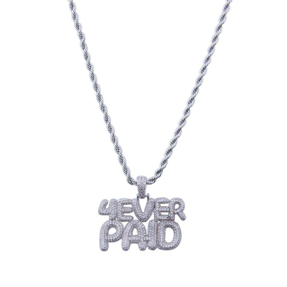 THE BLING KING Custom Ever Paid Necklace Hip Hop Full Iced Out Cubic Zirconia gold sliver CZ Stone THE BLING KING Custom Ever Paid Necklace Hip Hop Full Iced Out Cubic Zirconia gold sliver CZ Stone