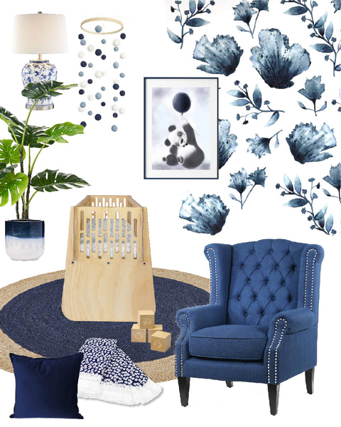 Navy Floral Baby Nursery Design