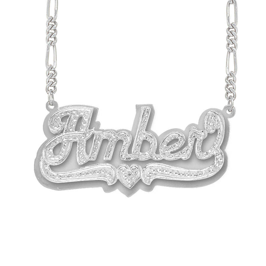 Sterling Silver Name Necklace Personalized 3D Double Plate Pendant SD40 