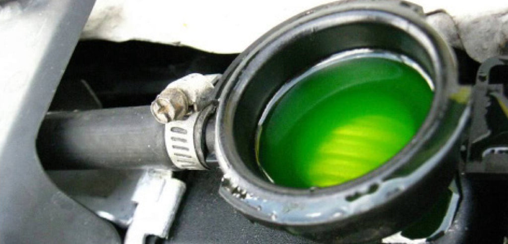 Green antifreeze in cooling system intake