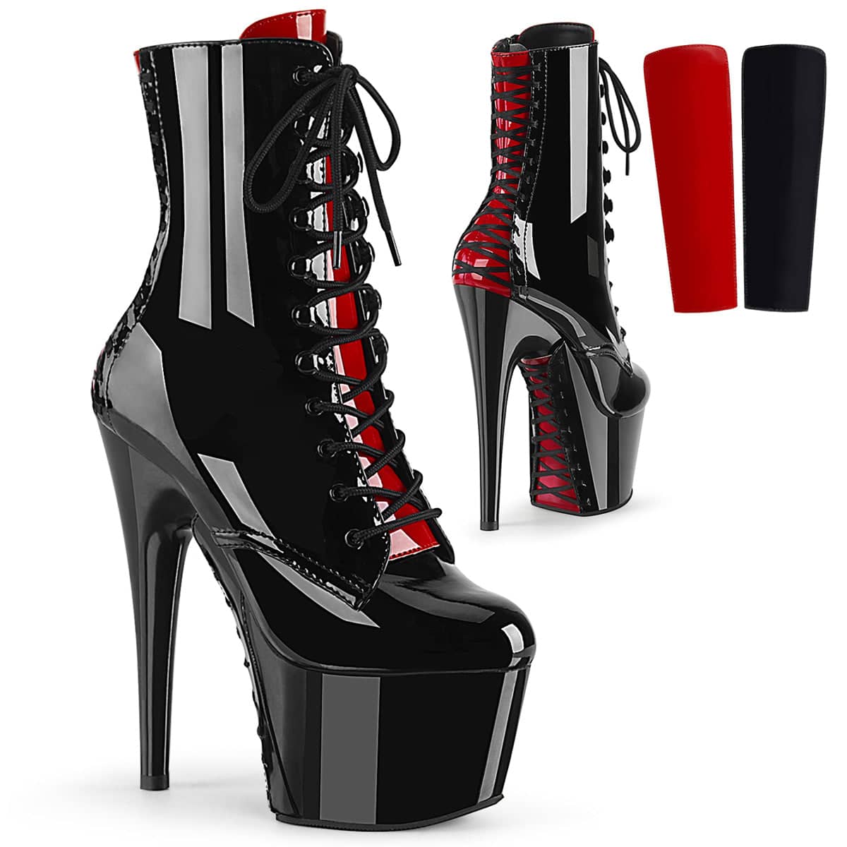 red lace up ankle boots uk