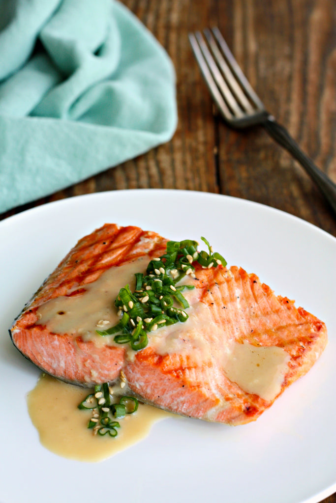 Grilled Salmon with Japanese Sesame Miso Dressing