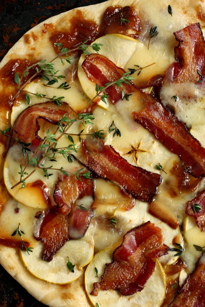 Smoked Tilsit, Bacon, Apple, Triple Ale Pizza | Wozz! Kitchen Creations