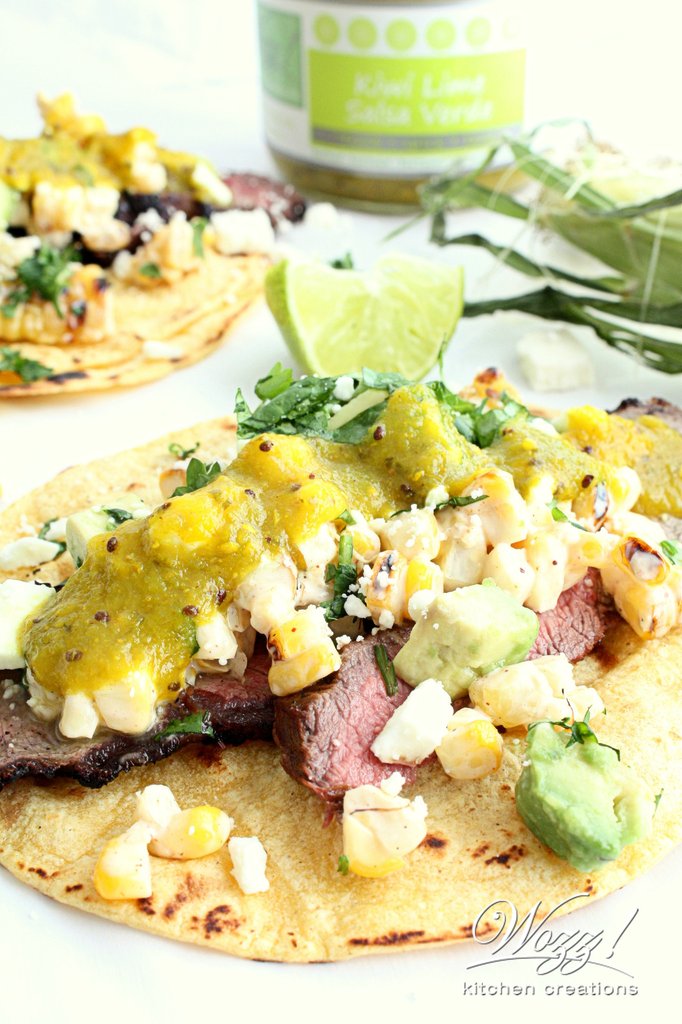 Mexican Street Corn Beef Fajitas with Salsa Verde | Wozz! Kitchen Creations