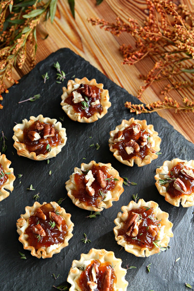 Phyllo Mini Tarts with Onion and Goats Cheese