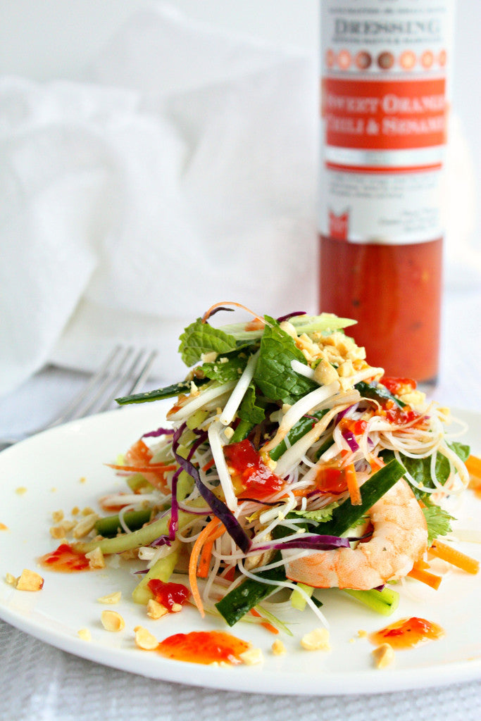 Shrimp Vermicelli Salad | Sweet Orange Chili Sesame Dressing