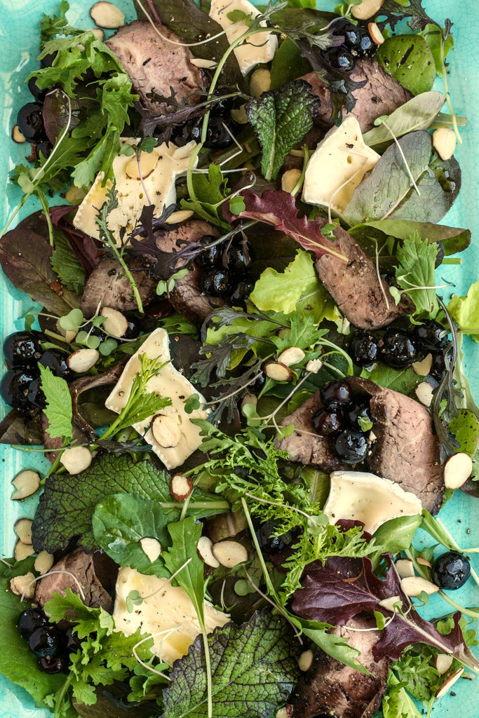 Steak Salad with Brie and Blueberries