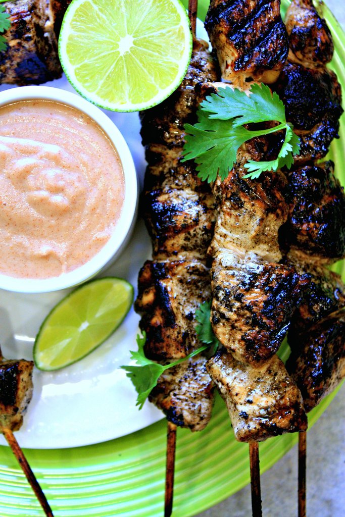 Grilled Chicken Skewers with Ginger Soy Marinade