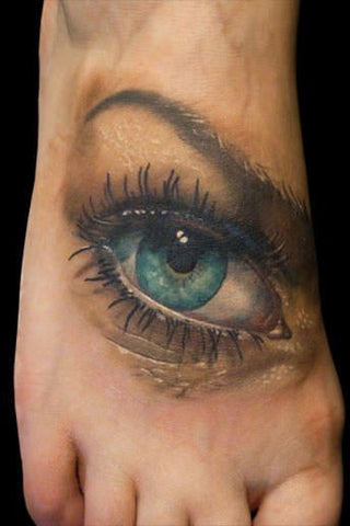 Tatouage Oeil humain pied