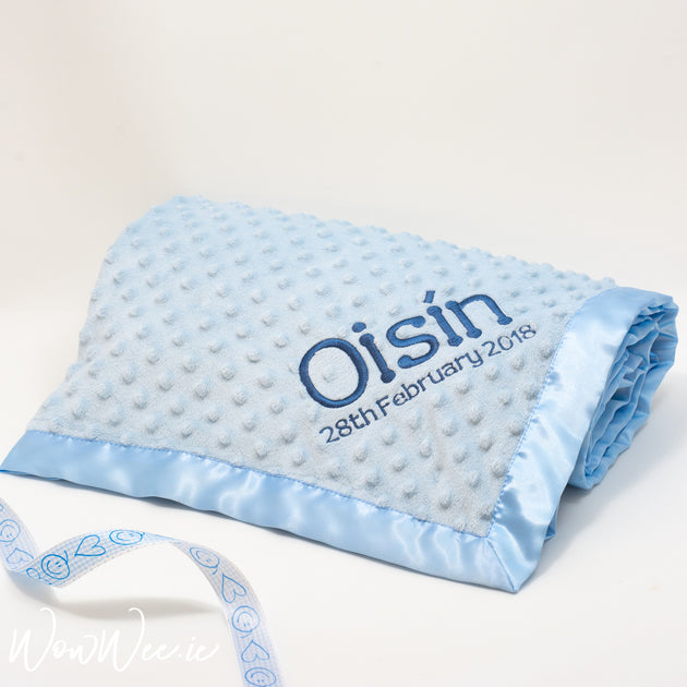 personalised blue baby blanket