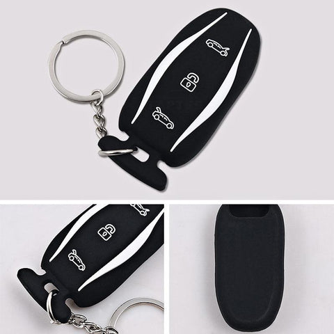 Silicone Key Fob cover with key chain for model S