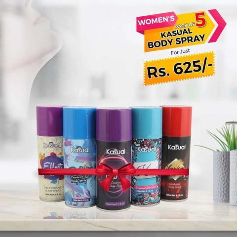 Kasual Women's Body Spray Pack of 5 - Multi