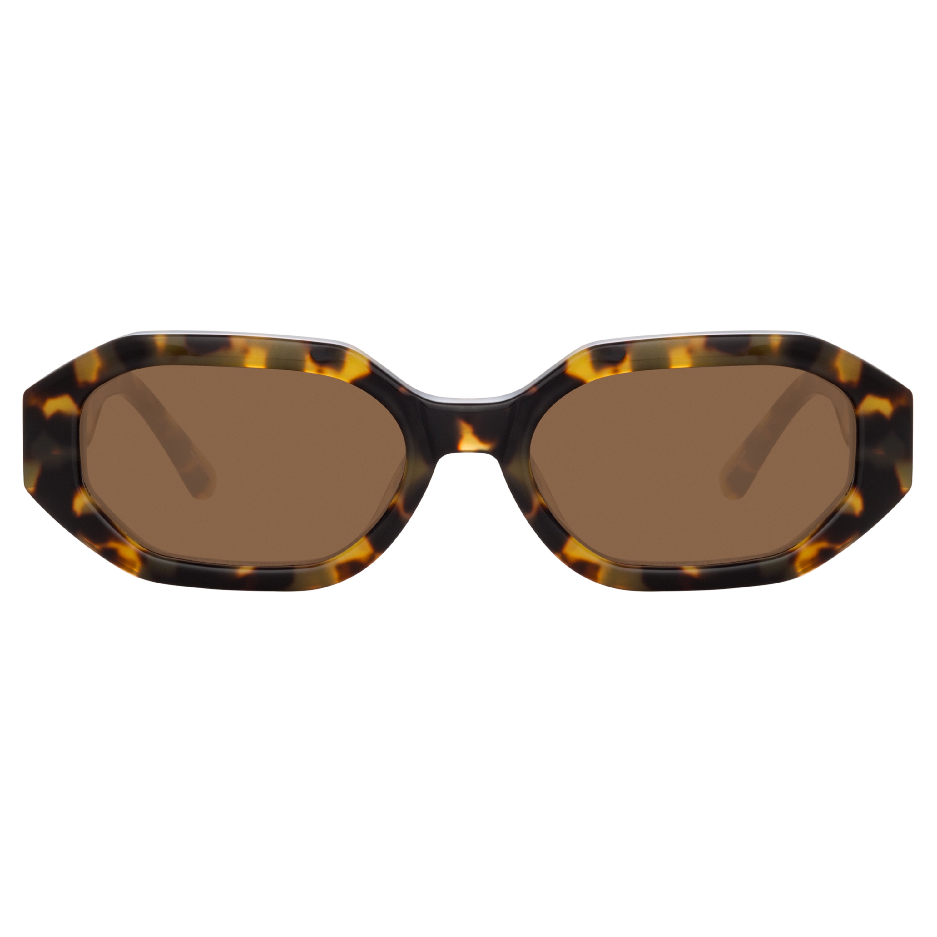 The Attico Irene Angular Sunglasses in Tortoiseshell and Brown