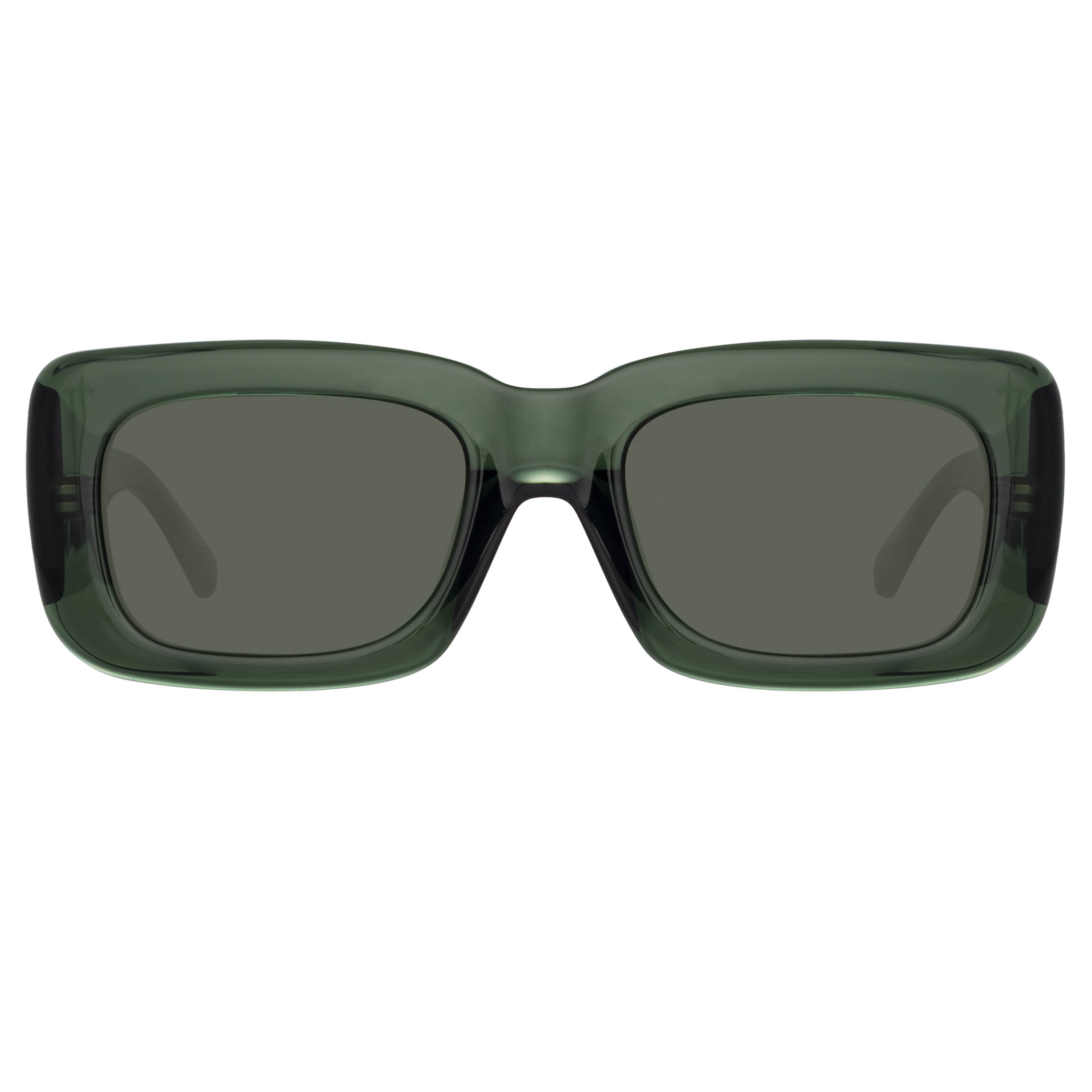 The Attico Marfa Rectangular Sunglasses in Military Green