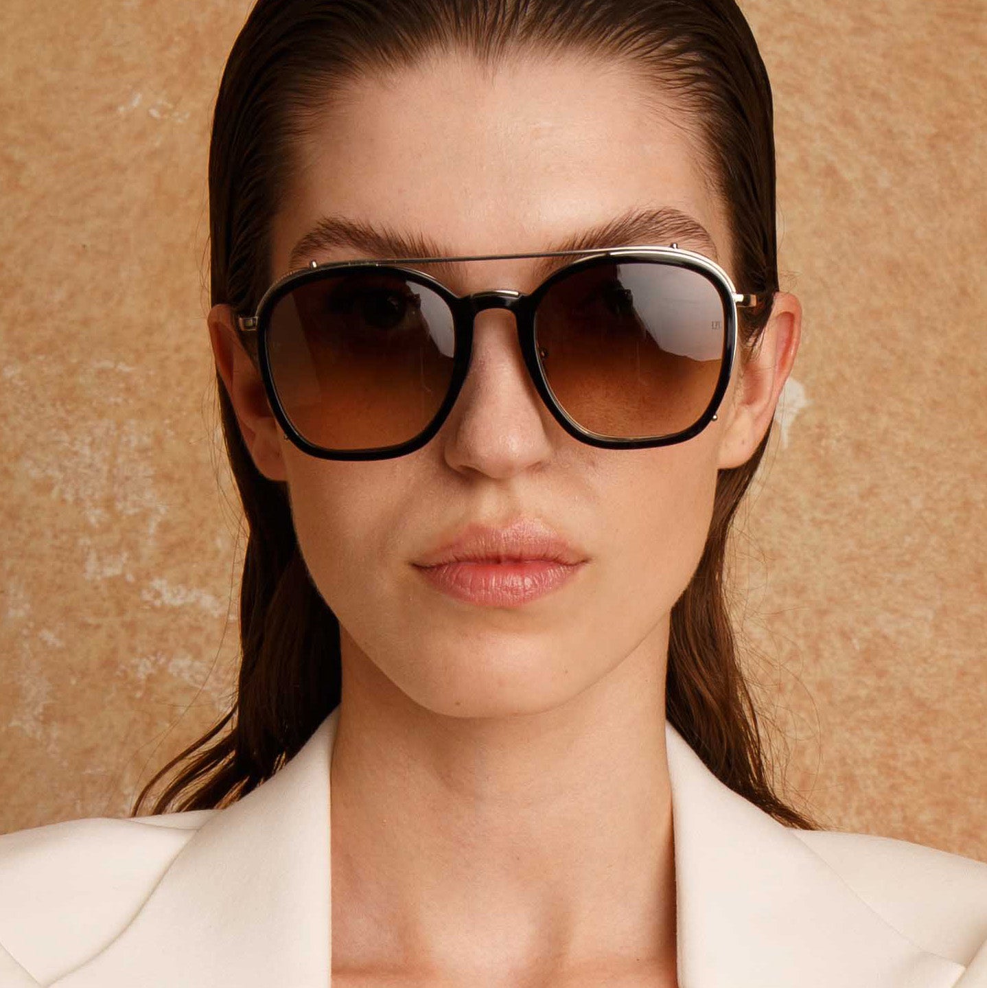 Aston Square Sunglasses in White Gold