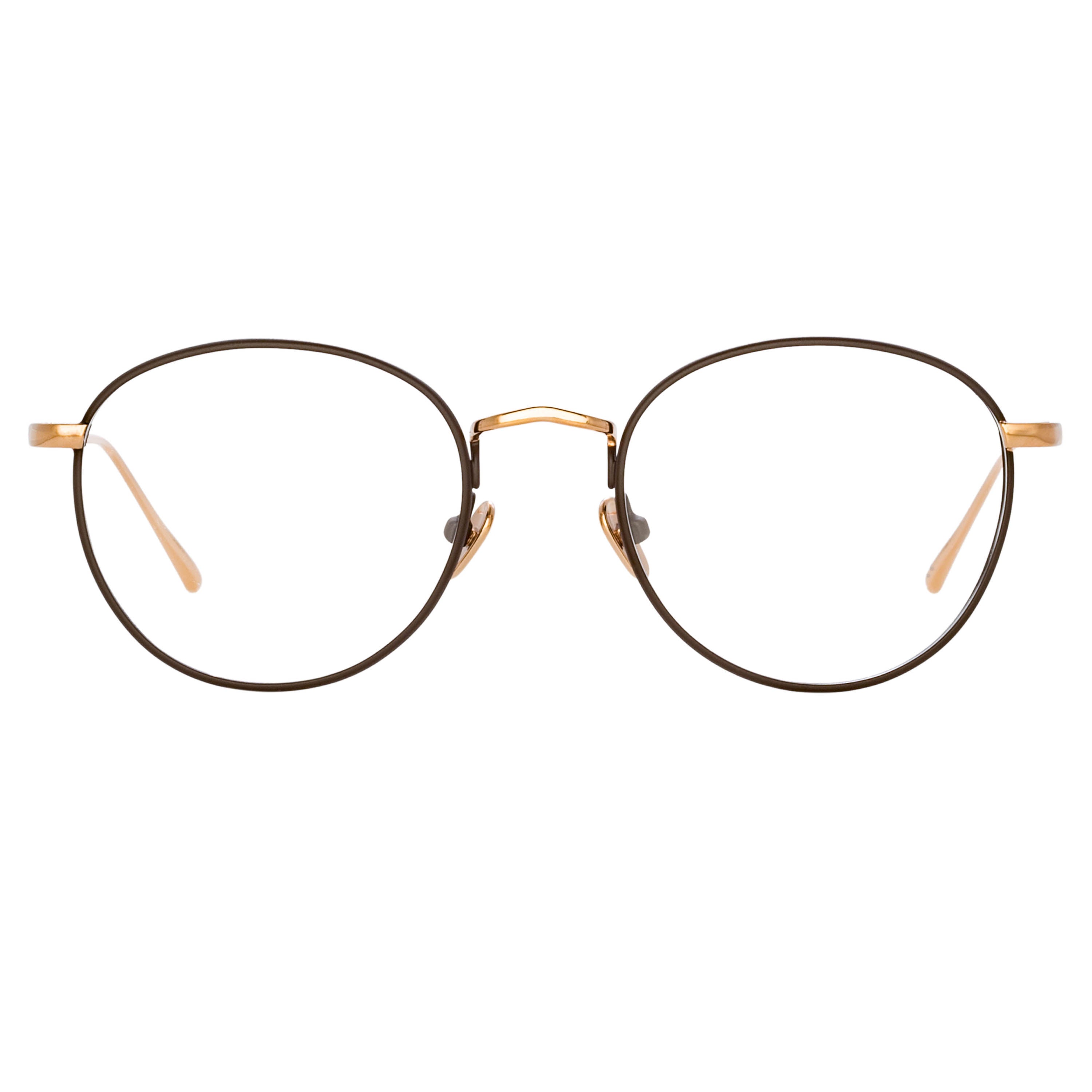 The Harrison Oval Optical Frame in Rose Gold and Brown (C4)