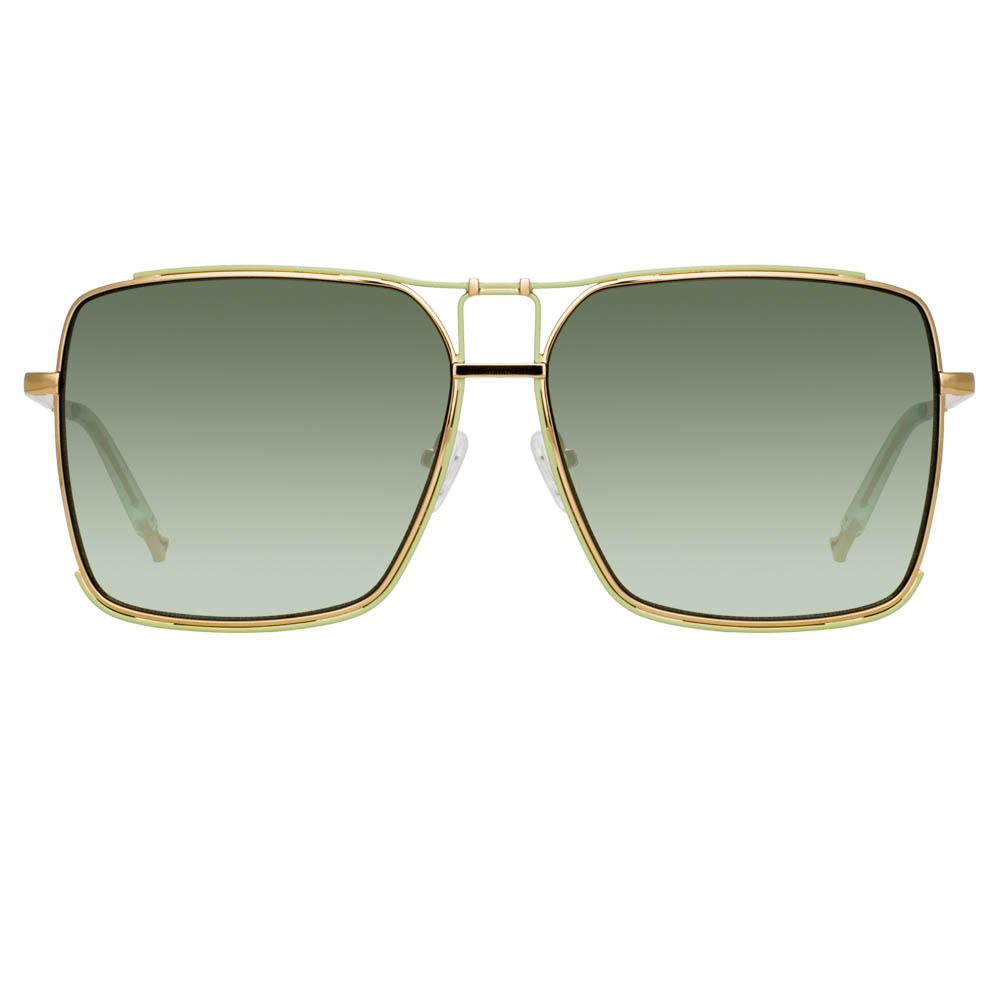 Matthew Williamson Peony Square Sunglasses in Light Gold Tone