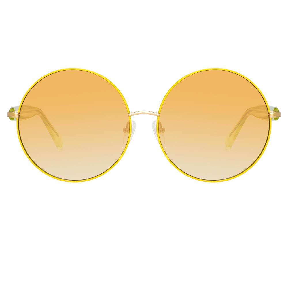 Matthew Williamson Posy Round Sunglasses in Yellow Gold