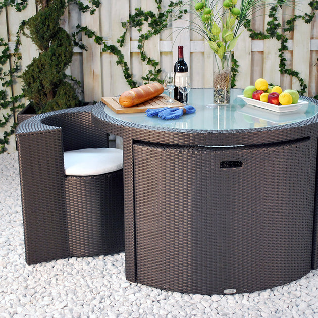 garden table with chairs that fit underneath