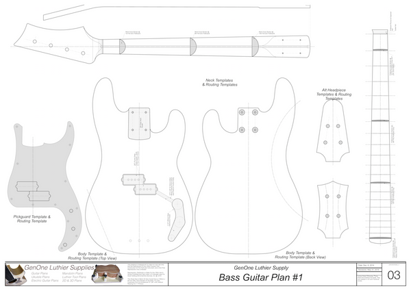 Solid Body Electric Bass Guitar Plan #1 - GenOne Luthier Services