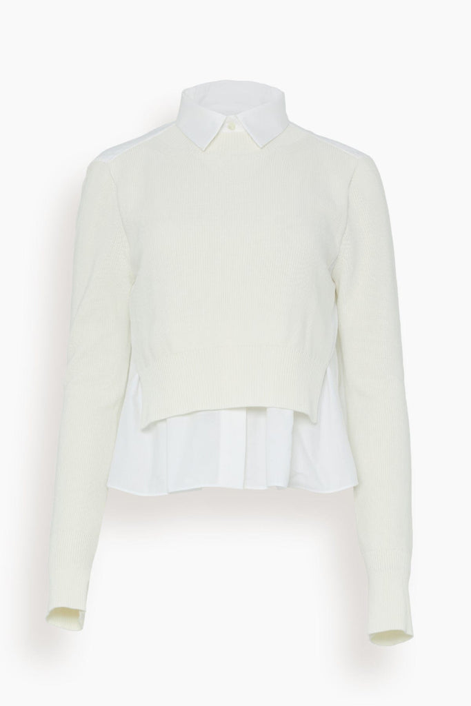 Cotton Poplin x Knit Pullover in White – Hampden Clothing