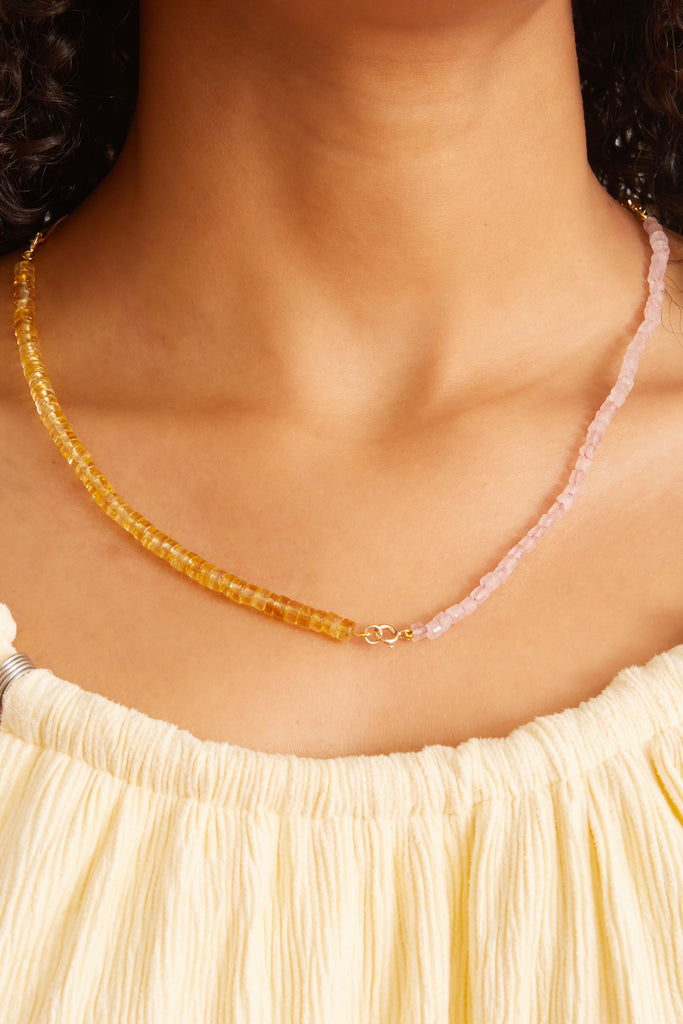 Aliita Princesa Necklace Kit in Yellow Gold/Citrine/Pink Quartz