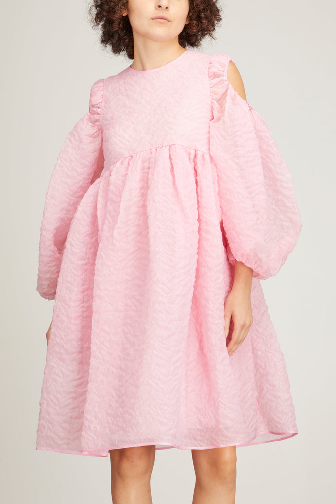 Cecilie Bahnsen Puff Sleeve Dress with Tulip Skirt in Pink