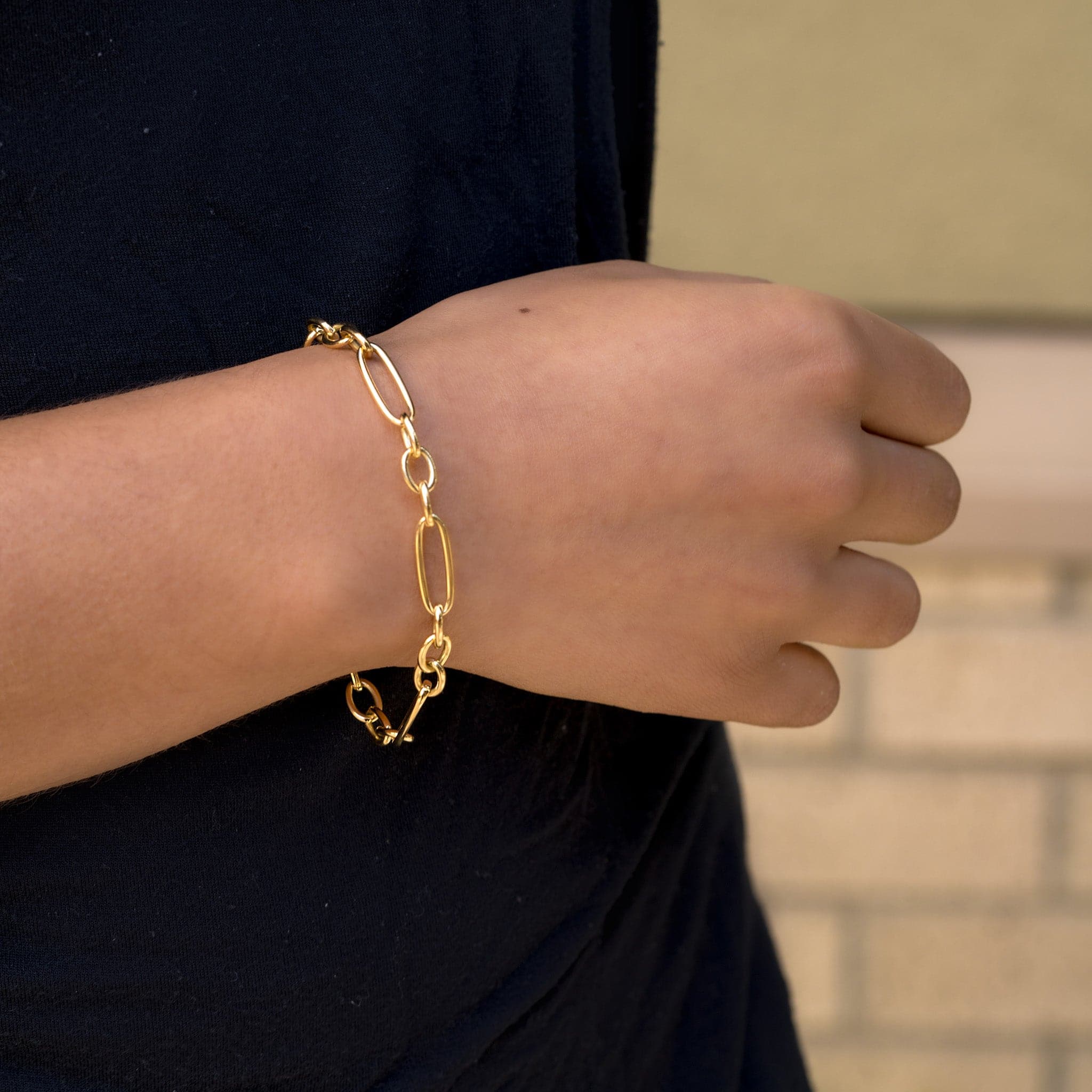 Roberto Coin Chain Bracelet Alternating Gold Oval Links