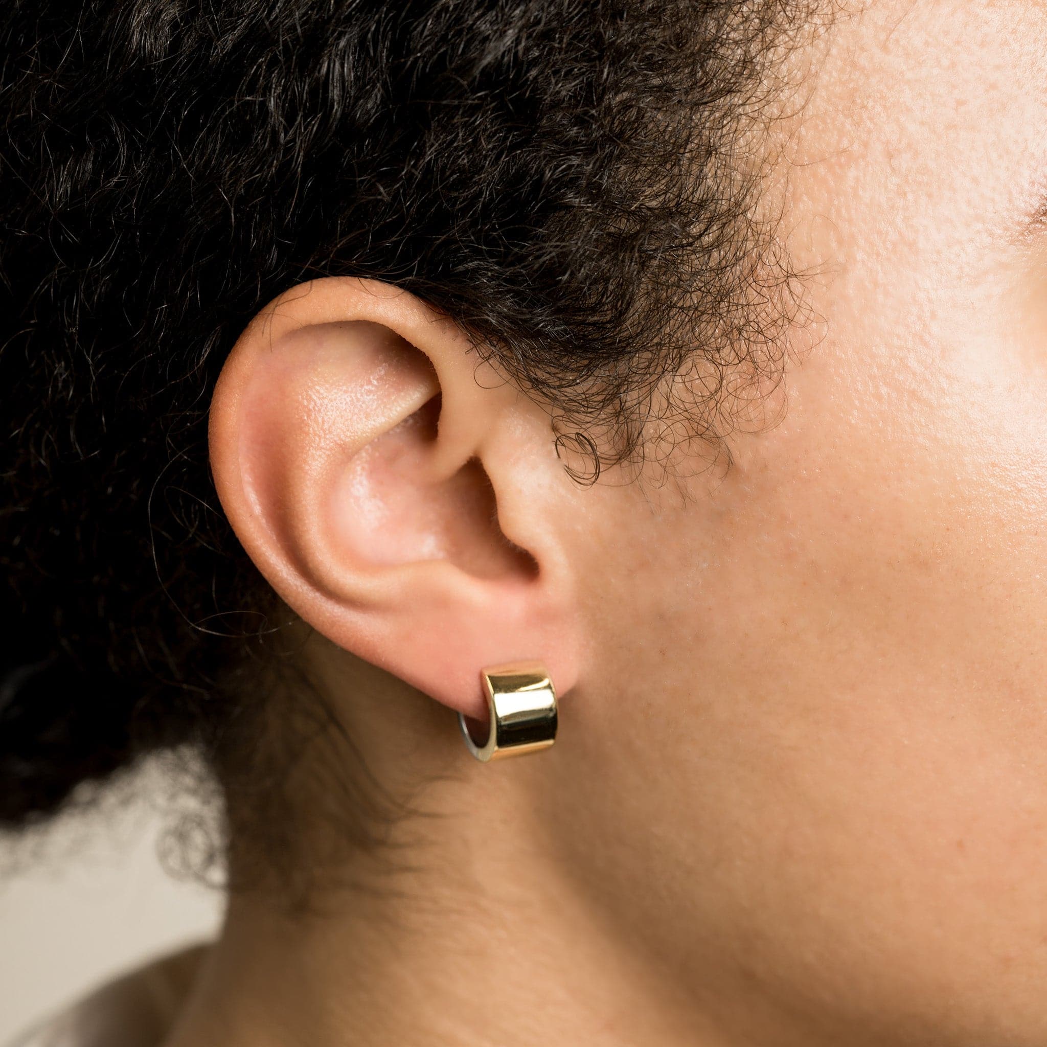 Two-Tone Gold Chunky Huggie Hoop Earrings by Breuning | Skeie's