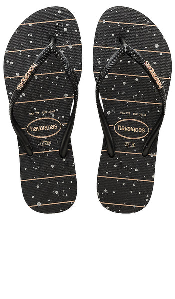 havaianas black gold metal logo