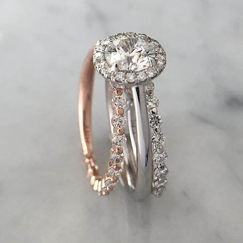 mismatched wedding band with engagement ring