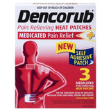 Dencorub, pain patch, back pain, athritis, pain relief, heat patch, medical, joint pain