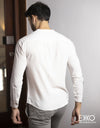 White Linen Blend Shirt EMSACS0650LRLS1045