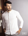 White Linen Blend Shirt EMSACS0650LRLS1045