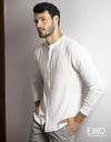 White Linen Blend Shirt EMSACS0650LRLS1045