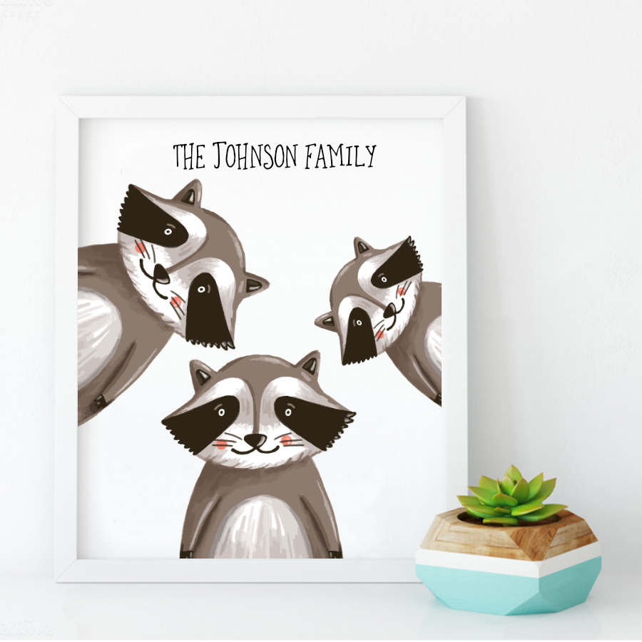 Personalised Raccoon Family Print – Not Your Ordinary Gift